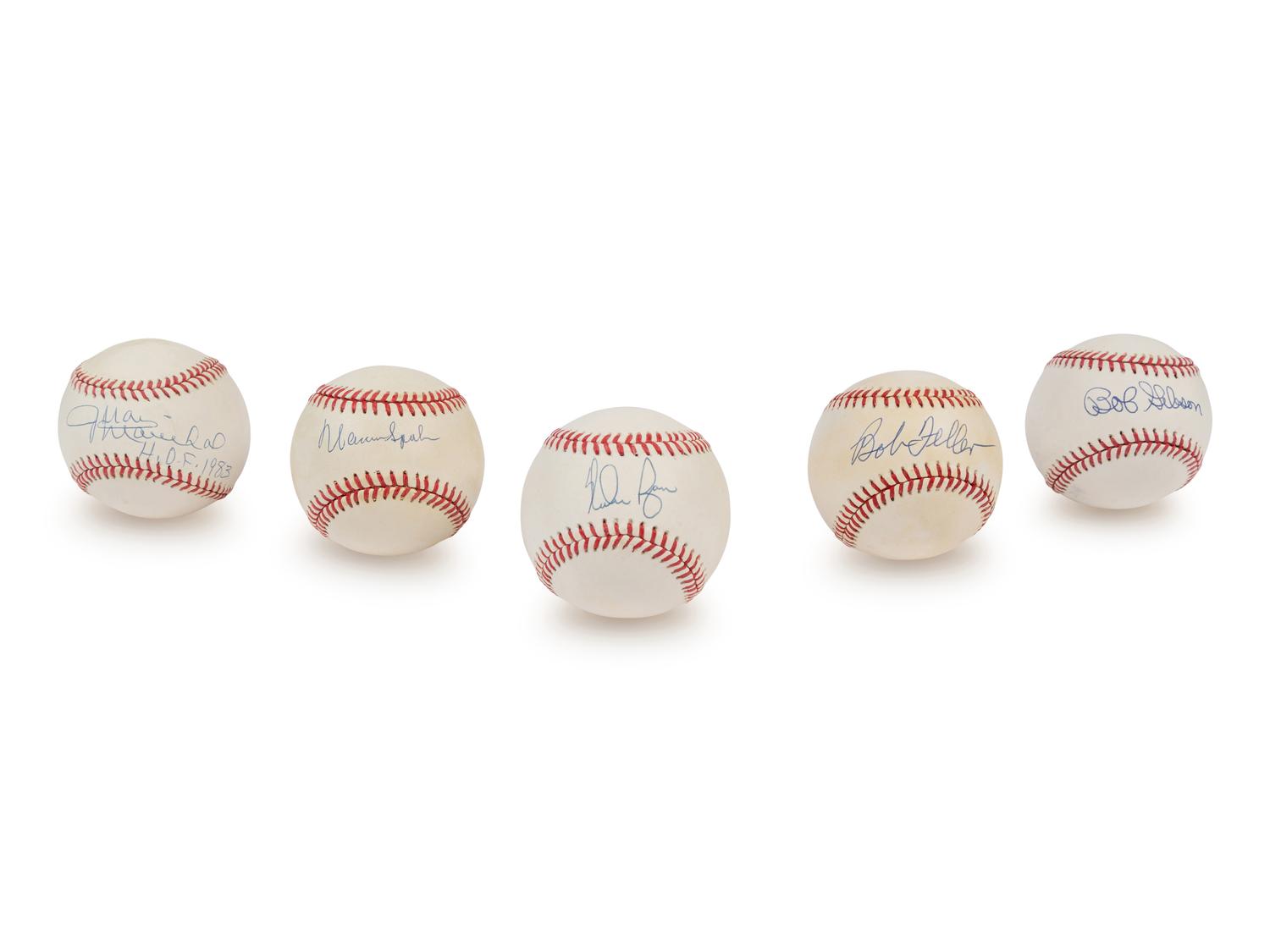 A Group of Five Hall of Fame Pitchers Single Signed Autograph Baseballs (Beckett Authentication Services Certified),