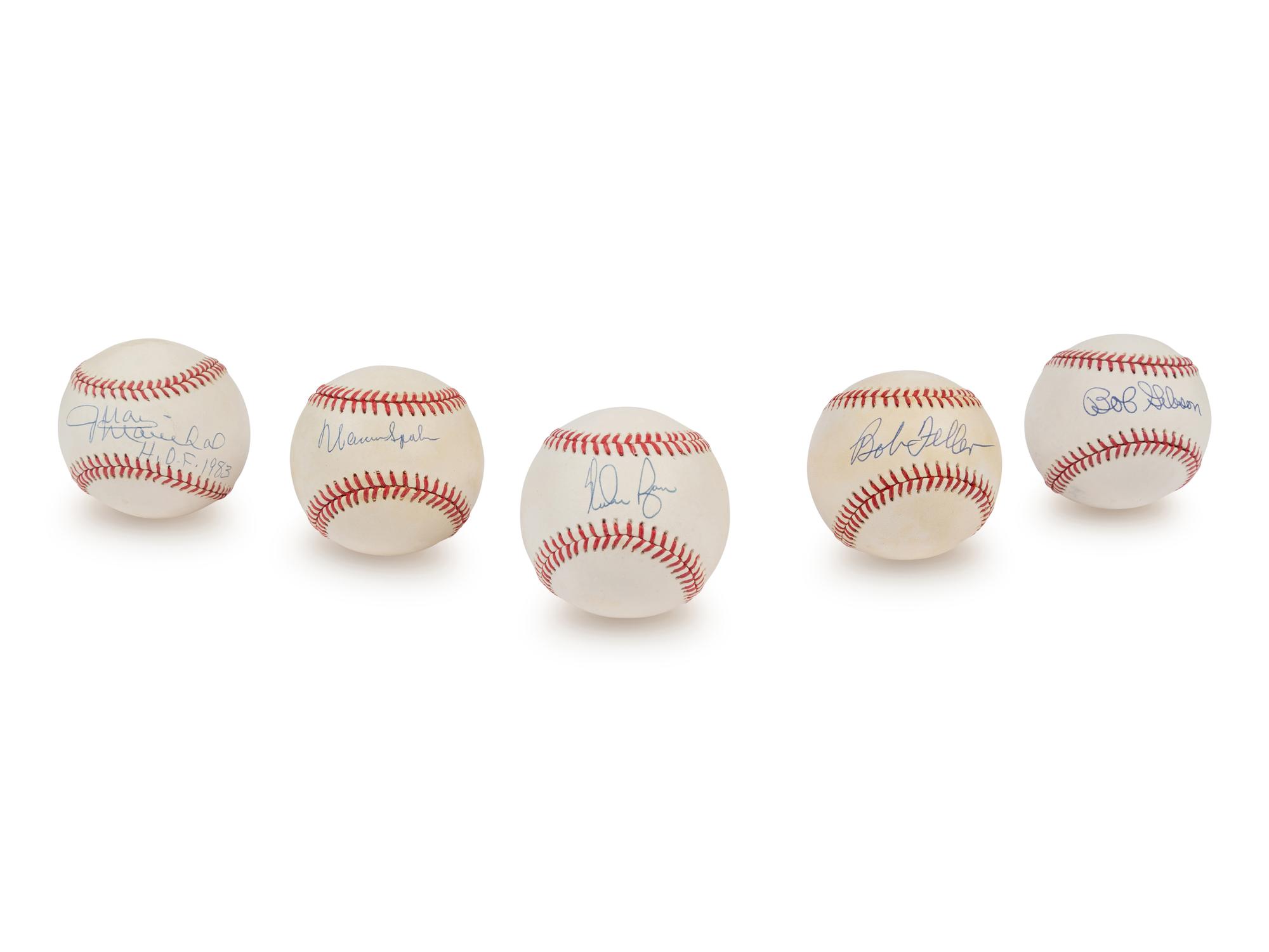 A Group of Five Hall of Fame Pitchers Single Signed Autograph Baseballs (Beckett Authentication Services Certified),