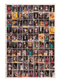 An Uncut Sheet of 1996 Topps Stadium Club Basketball Cards Featuring Multiple Kobe Bryant and Allen Iverson Rookie Cards