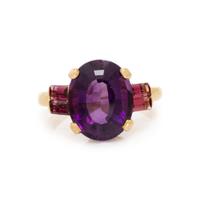 YELLOW GOLD, AMETHYST AND TOURMALINE RING