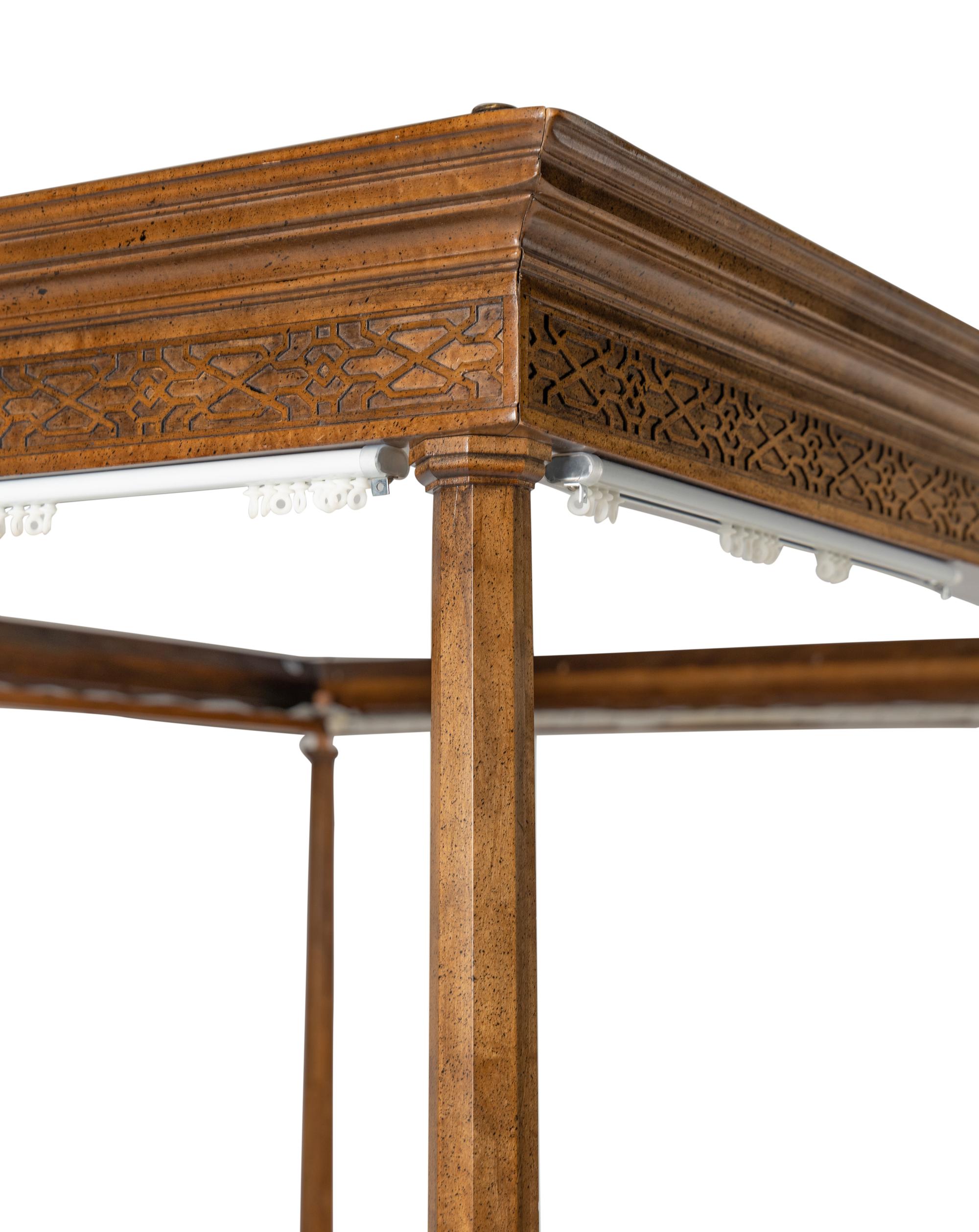 A Chinese Chippendale Style Mahogany Canopy Bed