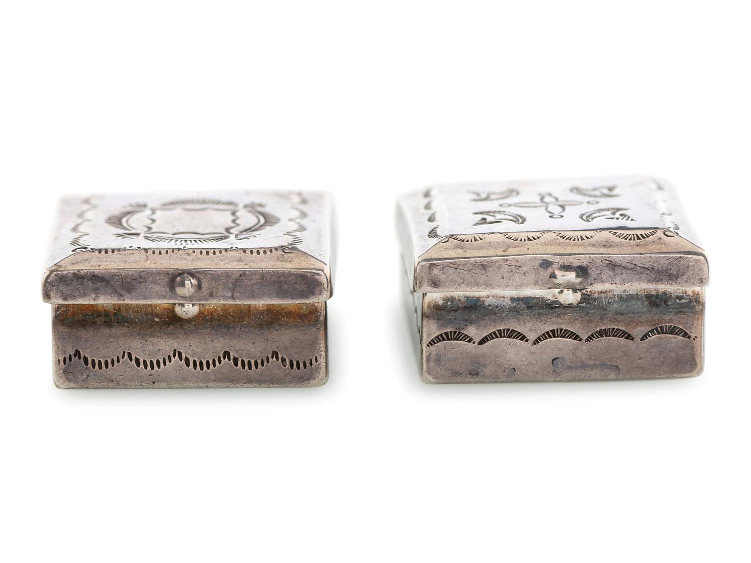 Pair of Stamped Silver Pill Boxes