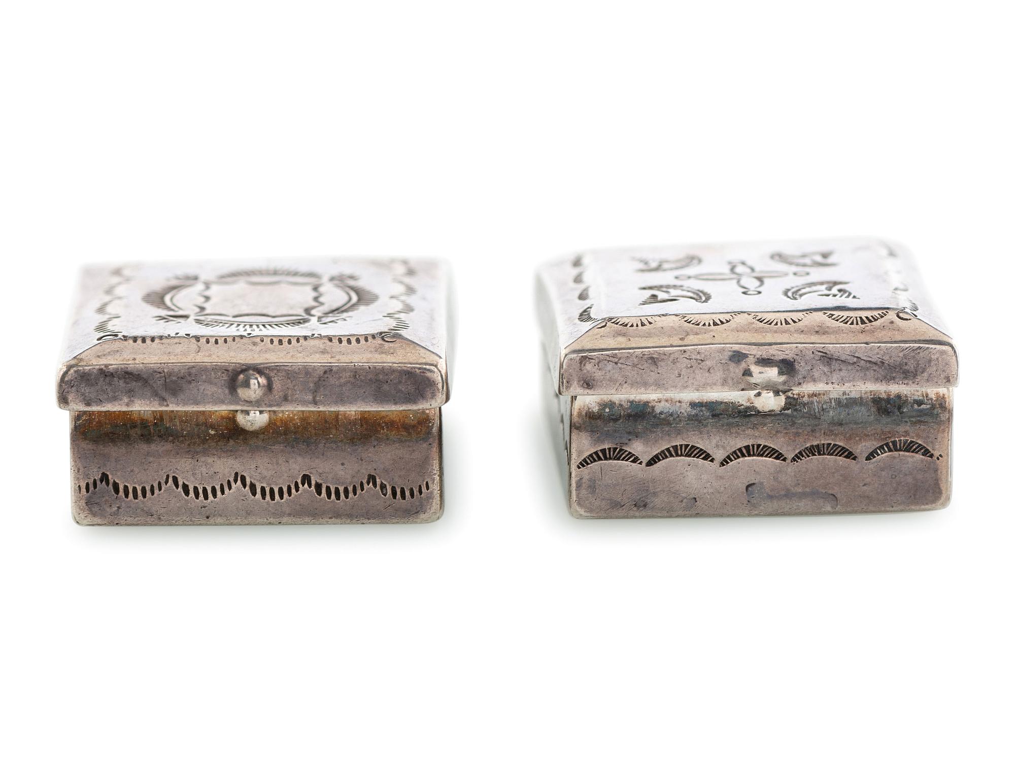 Pair of Stamped Silver Pill Boxes