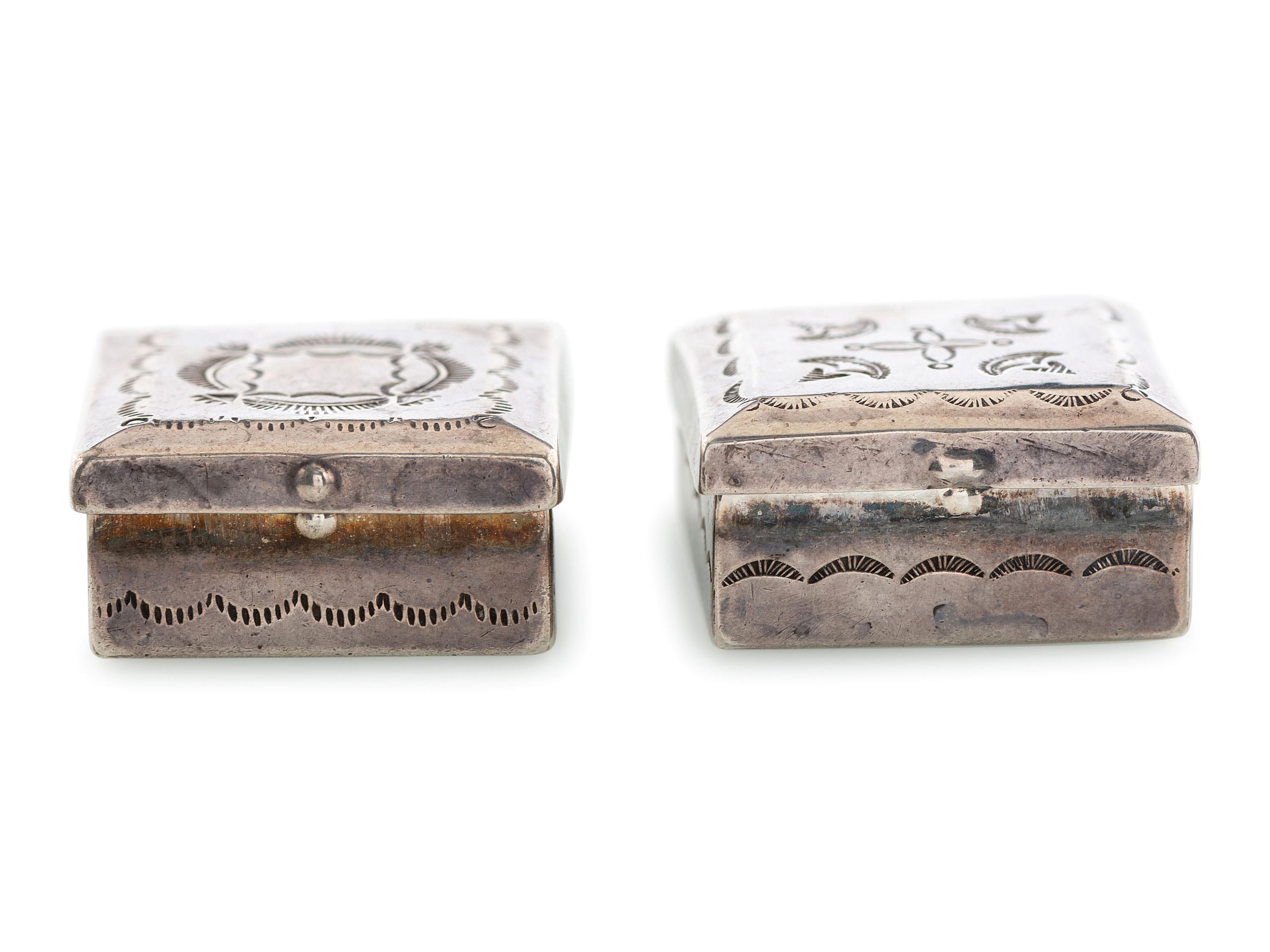 Pair of Stamped Silver Pill Boxes