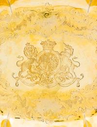 A Belgian Silver-Gilt Serving Dish of English Ducal Interest, Maker's Mark GV, Liege, 18th Century, of oval form, the undulating rim ch