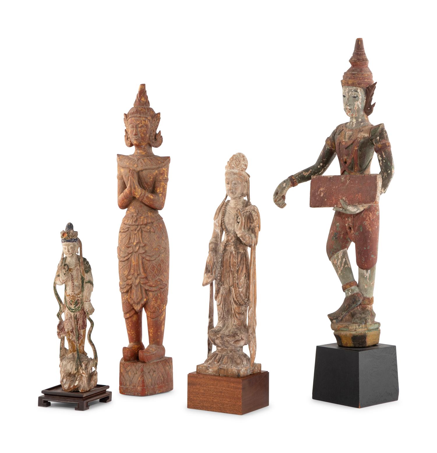 A Group of Four Asian Carved Decorative Articles