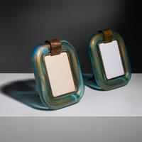 Pair of Aquamarine Glass Picture Frames Barovier & Toso, Italy