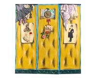 A Contemporary Painted Three-Fold Floor Screen
