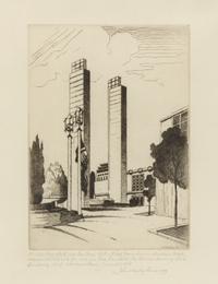 John Taylor Arms, (American, 1889-1953), Sketch, New York World's Fair No 2, 1939
