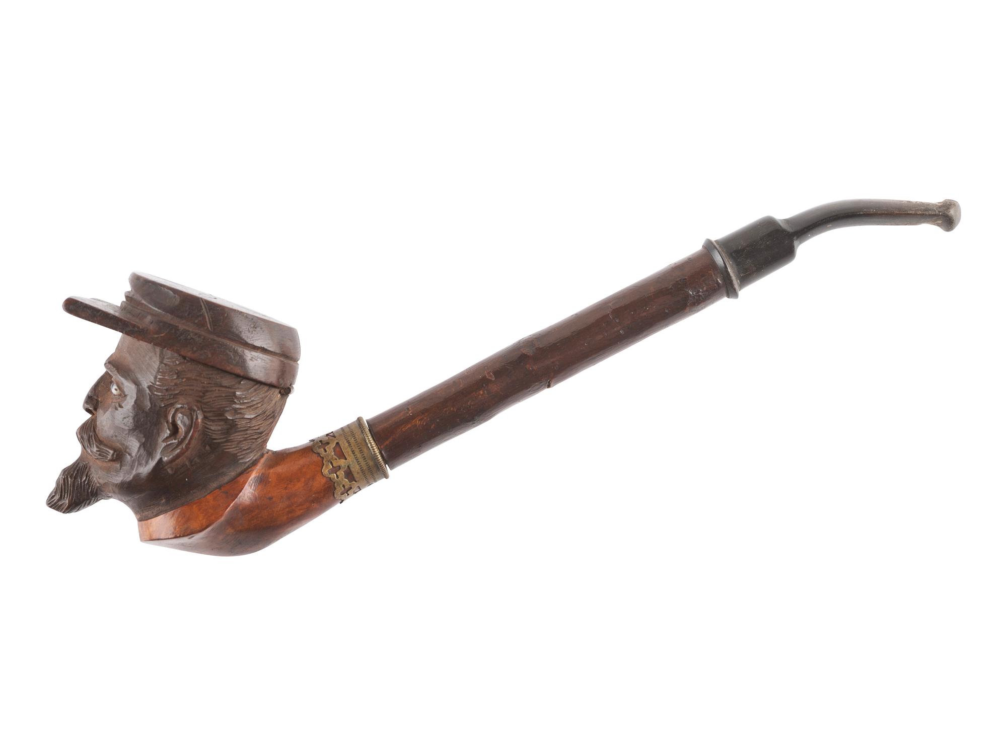 [CIVIL WAR]. Folk art pipe carved in the likeness of a Civil War soldier.