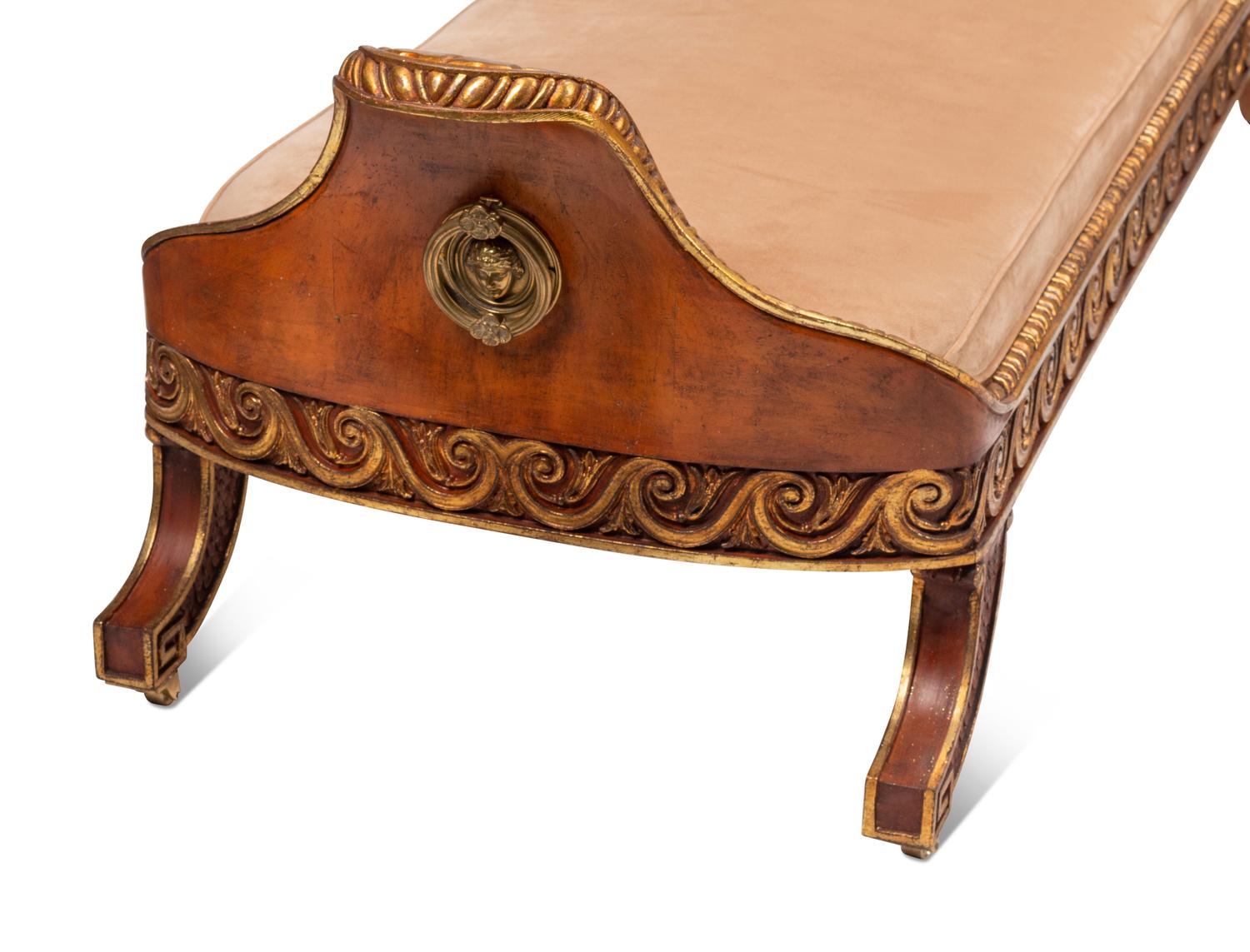 A Pair of Neoclassical Style Painted and Parcel Gilt Daybeds