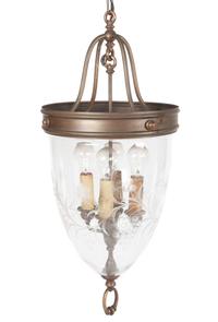 A Brass and Etched Glass Lantern Height 35 inches.