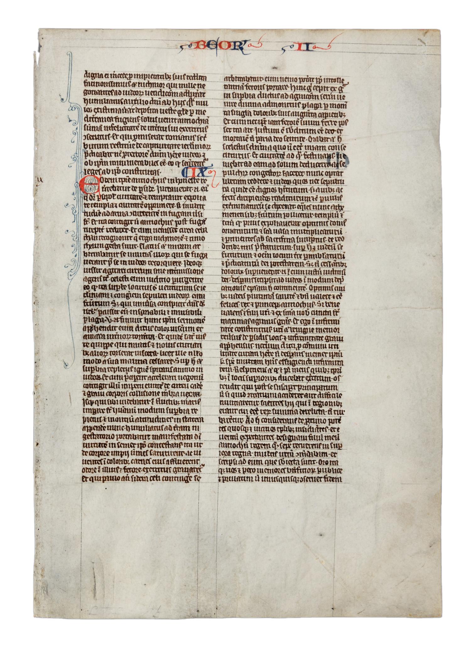 [MANUSCRIPT]. Medieval Bible Leaf, [England], ca 1230-1250.