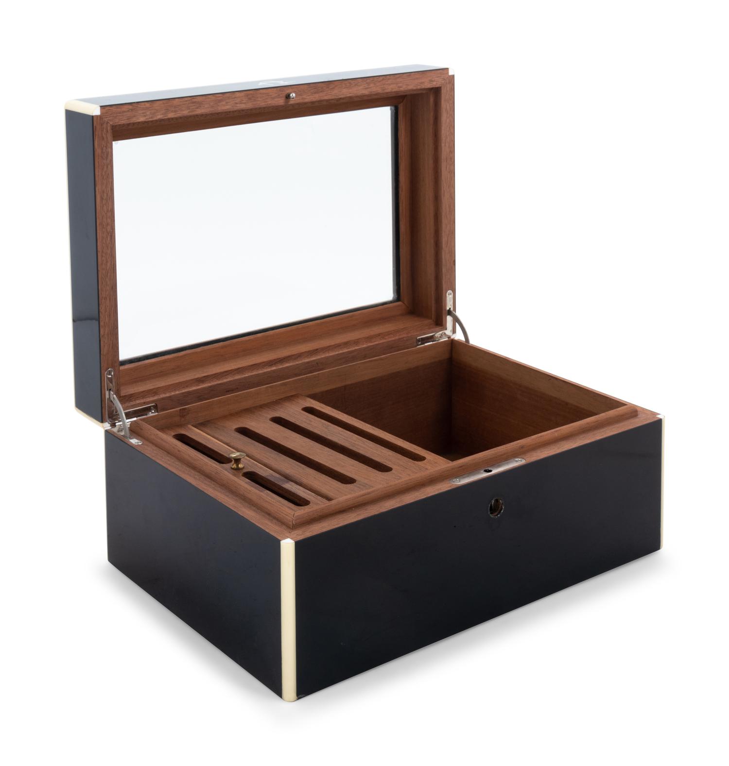 A Modern Ebonized Cigar Humidor