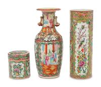 Three Rose Medallion Porcelain Articles