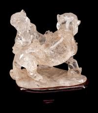 A Chinese Carved Rock Crystal Group of Tigers