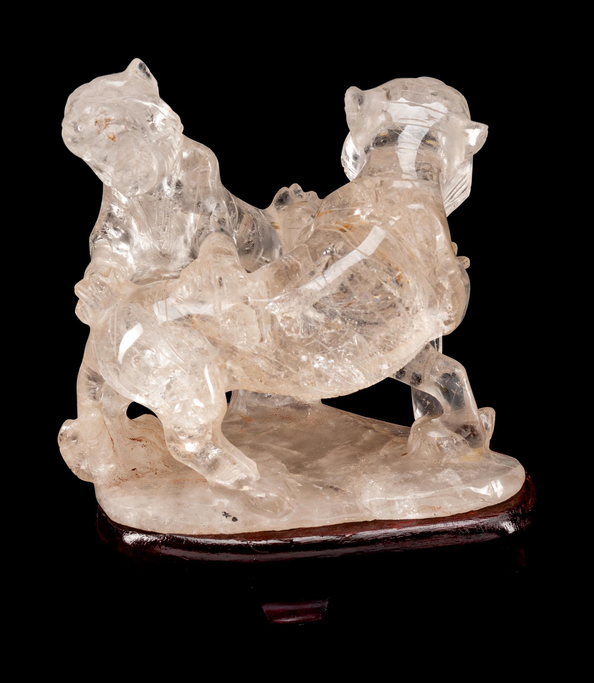A Chinese Carved Rock Crystal Group of Tigers