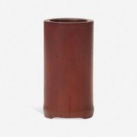 A small Chinese carved bamboo brush holder 竹雕小笔筒 18th/19th century or earlier ??????????