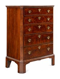 A George II Burl Walnut Chest of Drawers