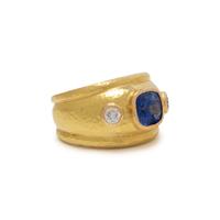 ELIZABETH LOCKE, YELLOW GOLD, SAPPHIRE AND DIAMOND RING