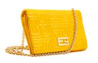Fendi Yellow Monogram Embossed Leather Wallet/Shoulder Bag, 1990s