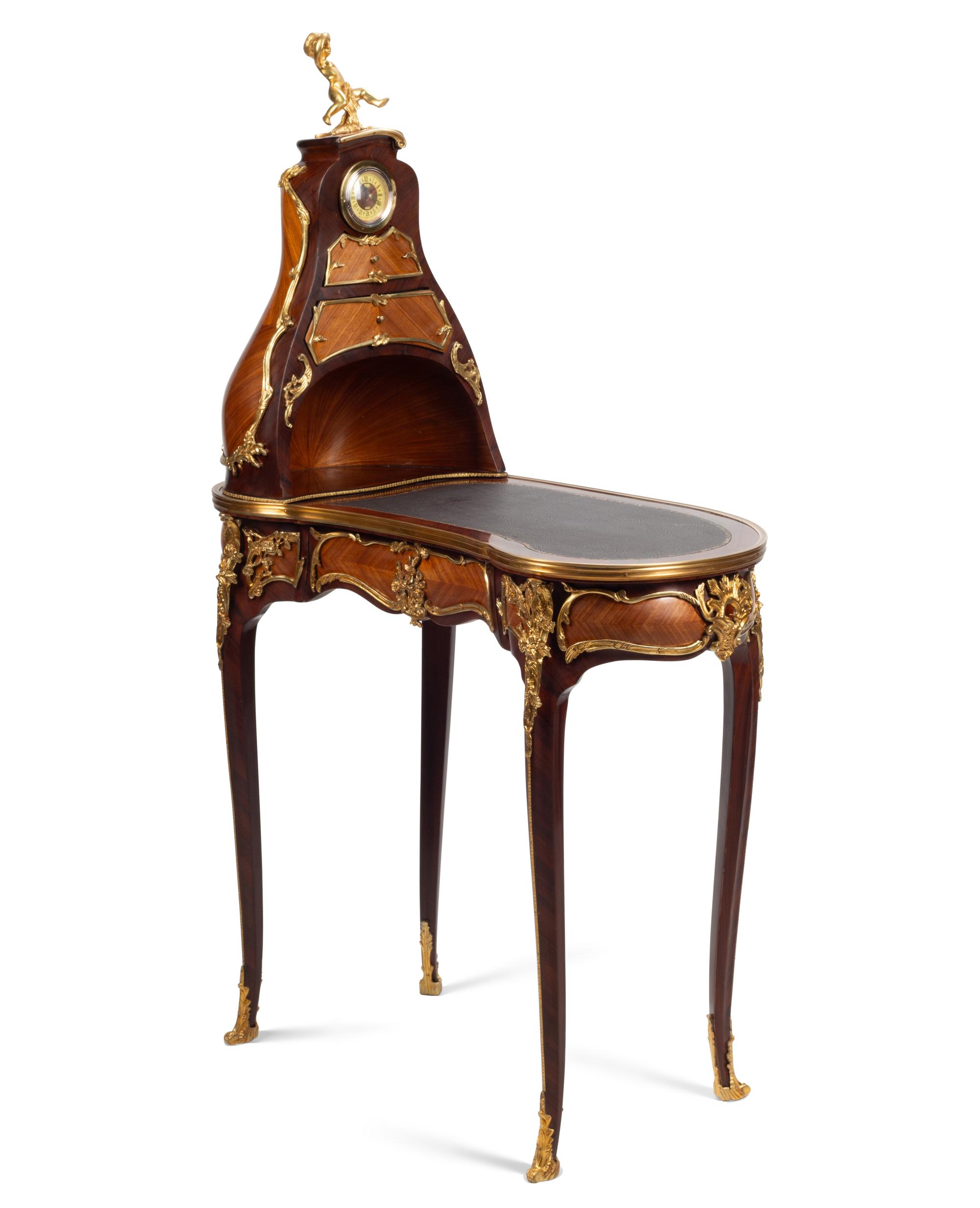 A Louis XV Style Gilt Bronze Mounted Desk and Cartonnier