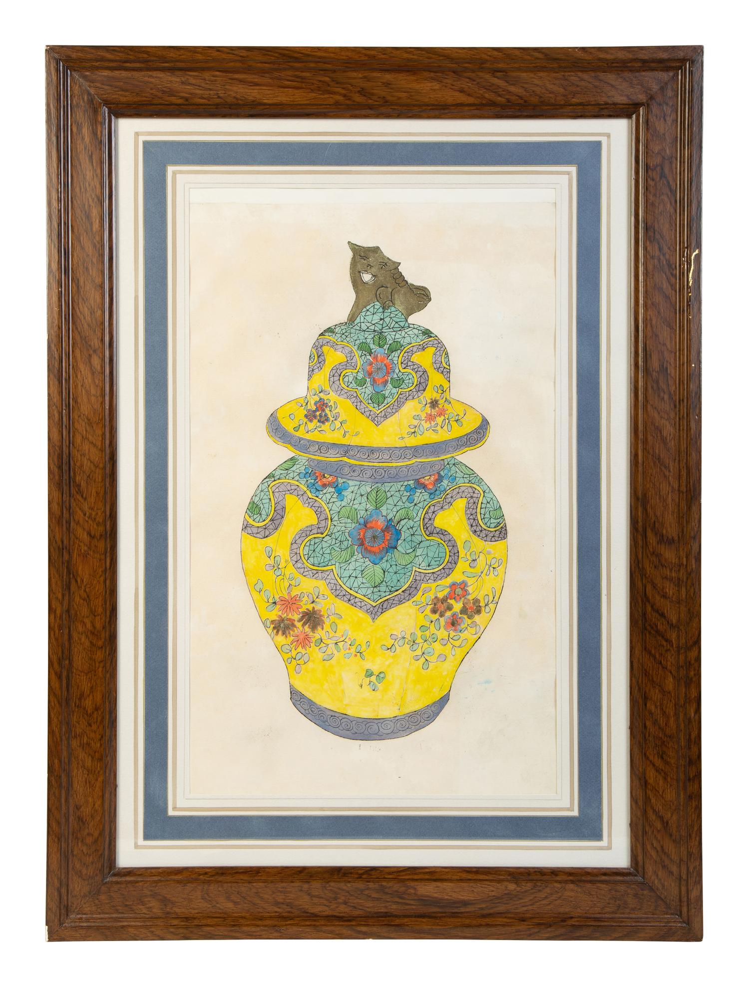 A Group of Eight Framed Chinese Works on Paper Depicting Export Porcelains — EARLY 20TH CENTURY