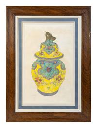 A Group of Eight Framed Chinese Works on Paper Depicting Export Porcelains — EARLY 20TH CENTURY