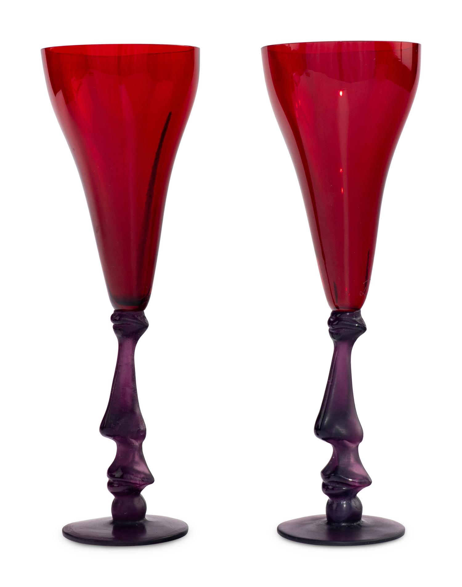 A Pair of Daum Calice Champagne Flutes