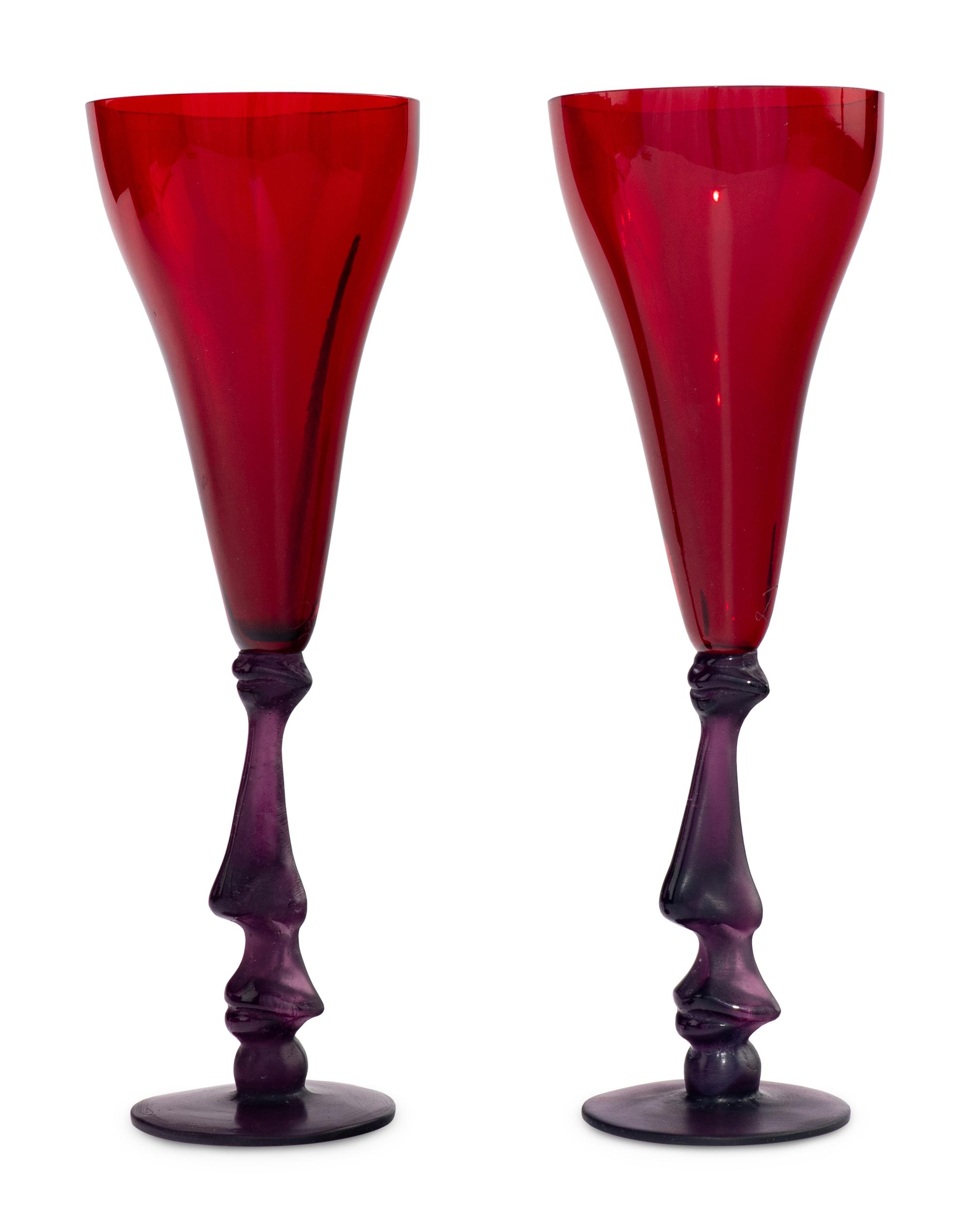 A Pair of Daum Calice Champagne Flutes