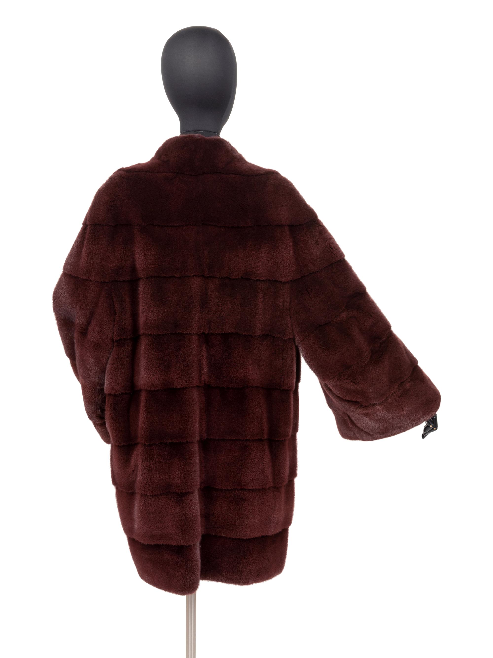 Ralph Rucci Wine-Dyed Mink Fur Coat