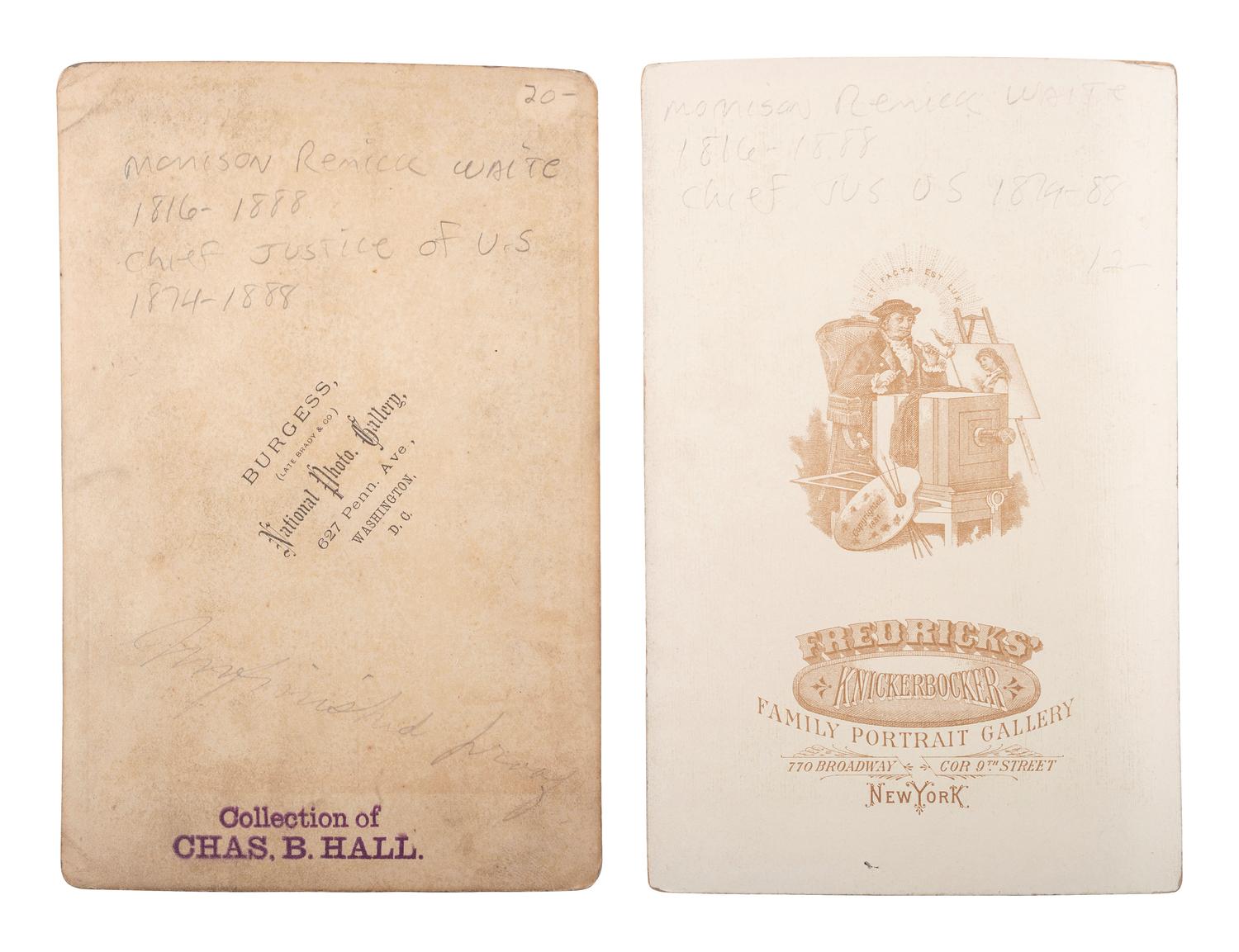 [SUPREME COURT]. Cabinet cards featuring Chief Justice Morrison R. Waite and other justices.