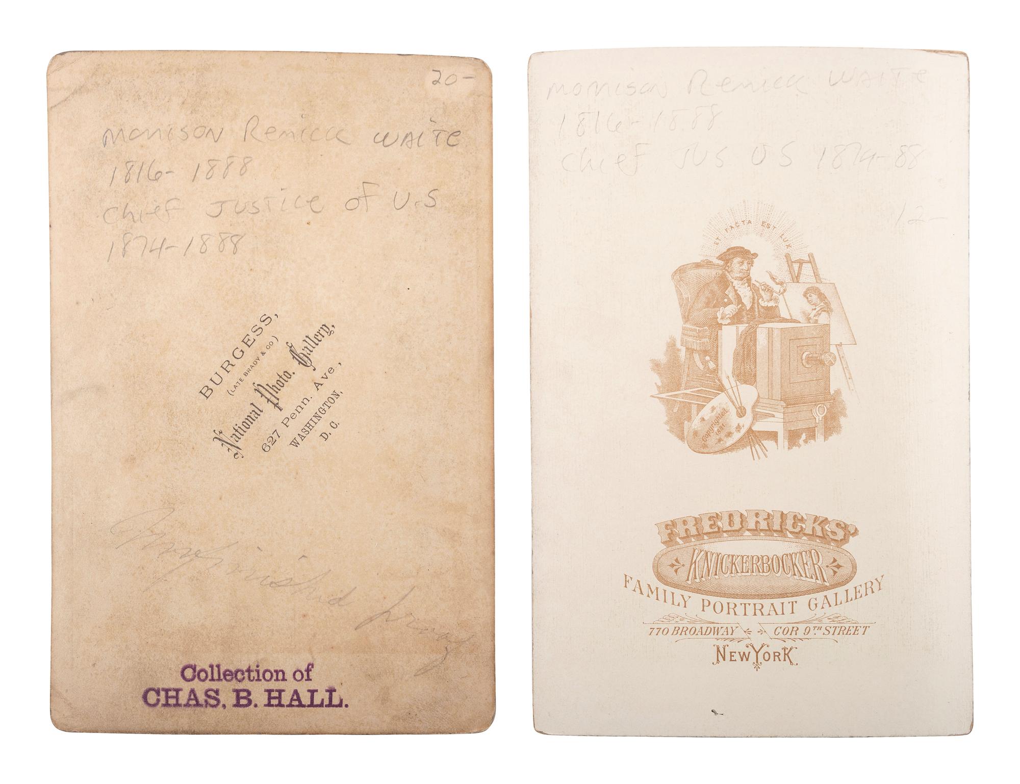 [SUPREME COURT]. Cabinet cards featuring Chief Justice Morrison R. Waite and other justices.