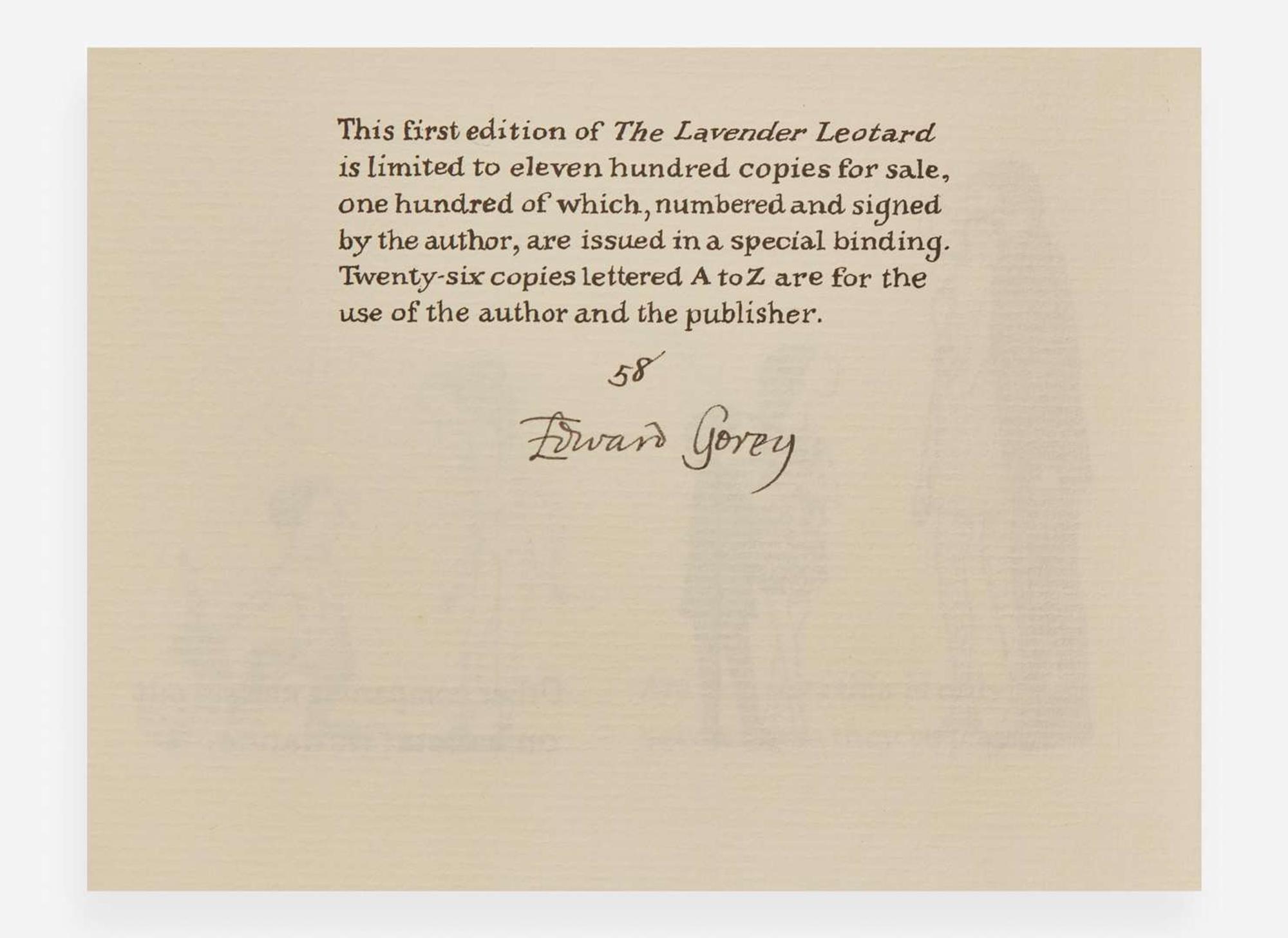 [Children's & Illustrated] Gorey, Edward: The Lavender Leotard