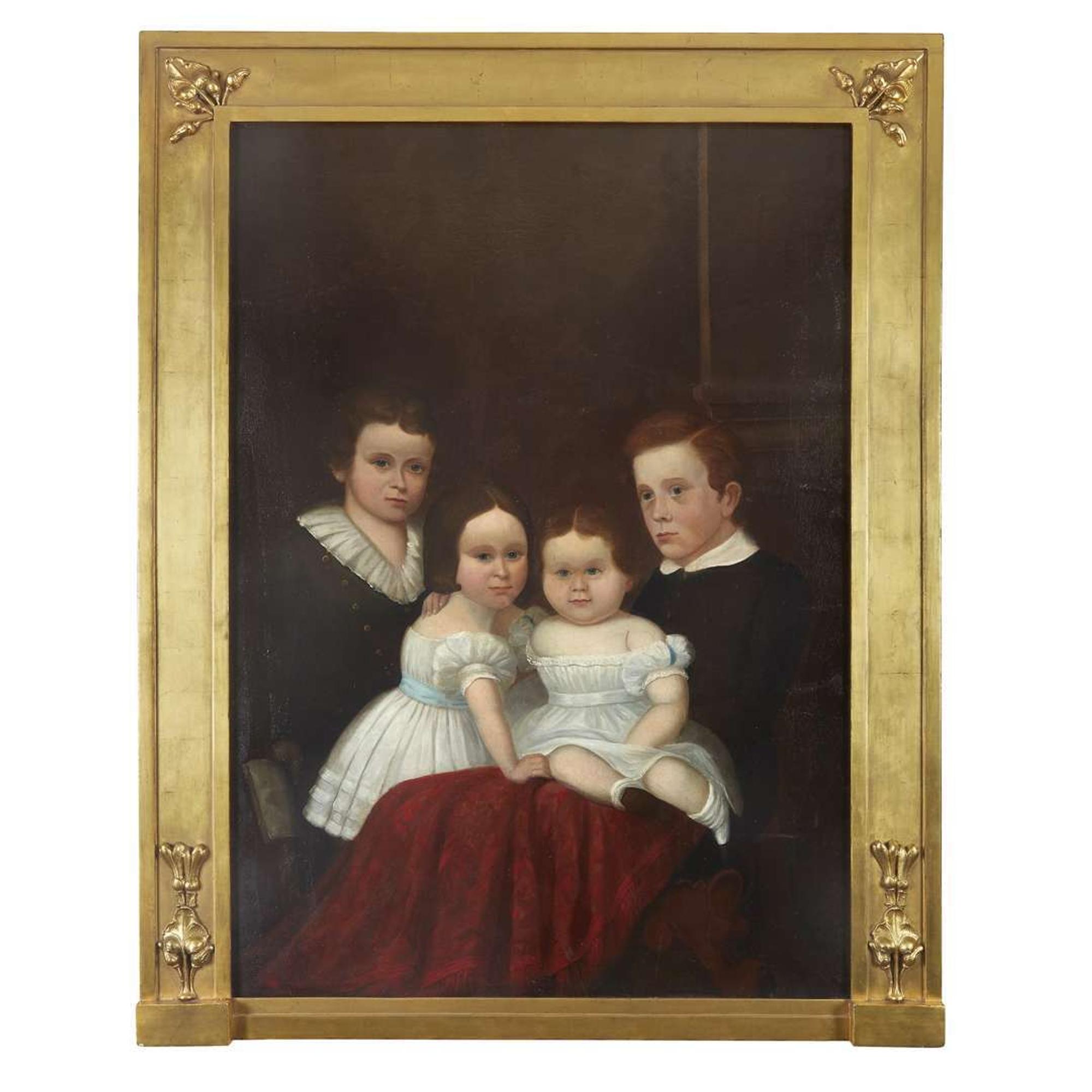 American School 19th century Portrait of four children