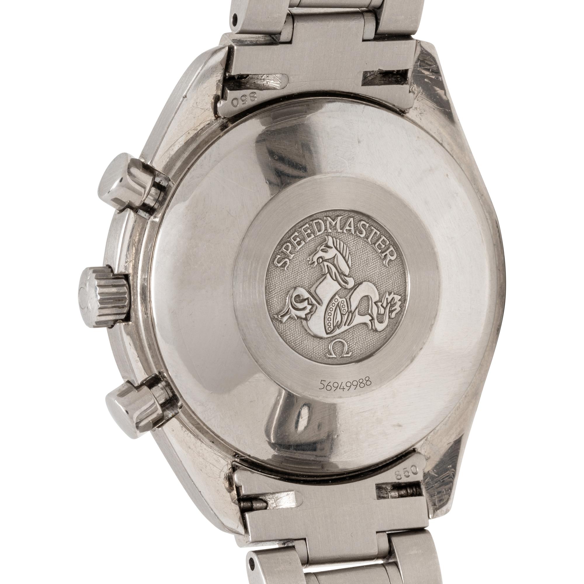 OMEGA, STAINLESS STEEL 'SPEEDMASTER' TRIPLE CALENDAR CHRONOGRAPH WATCH