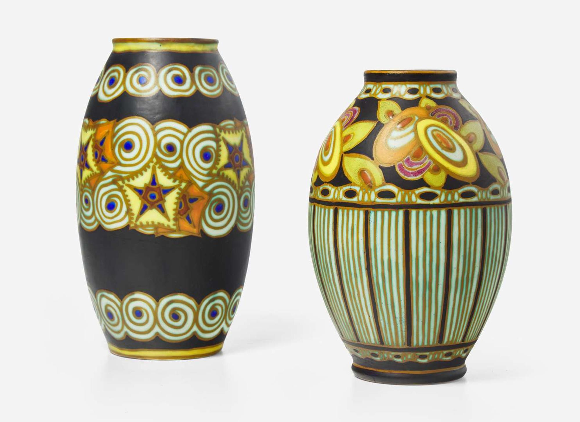 Charles Catteau for Boch Frères, Two Vases