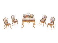 Six Viennese Enameled Miniature Furniture Articles