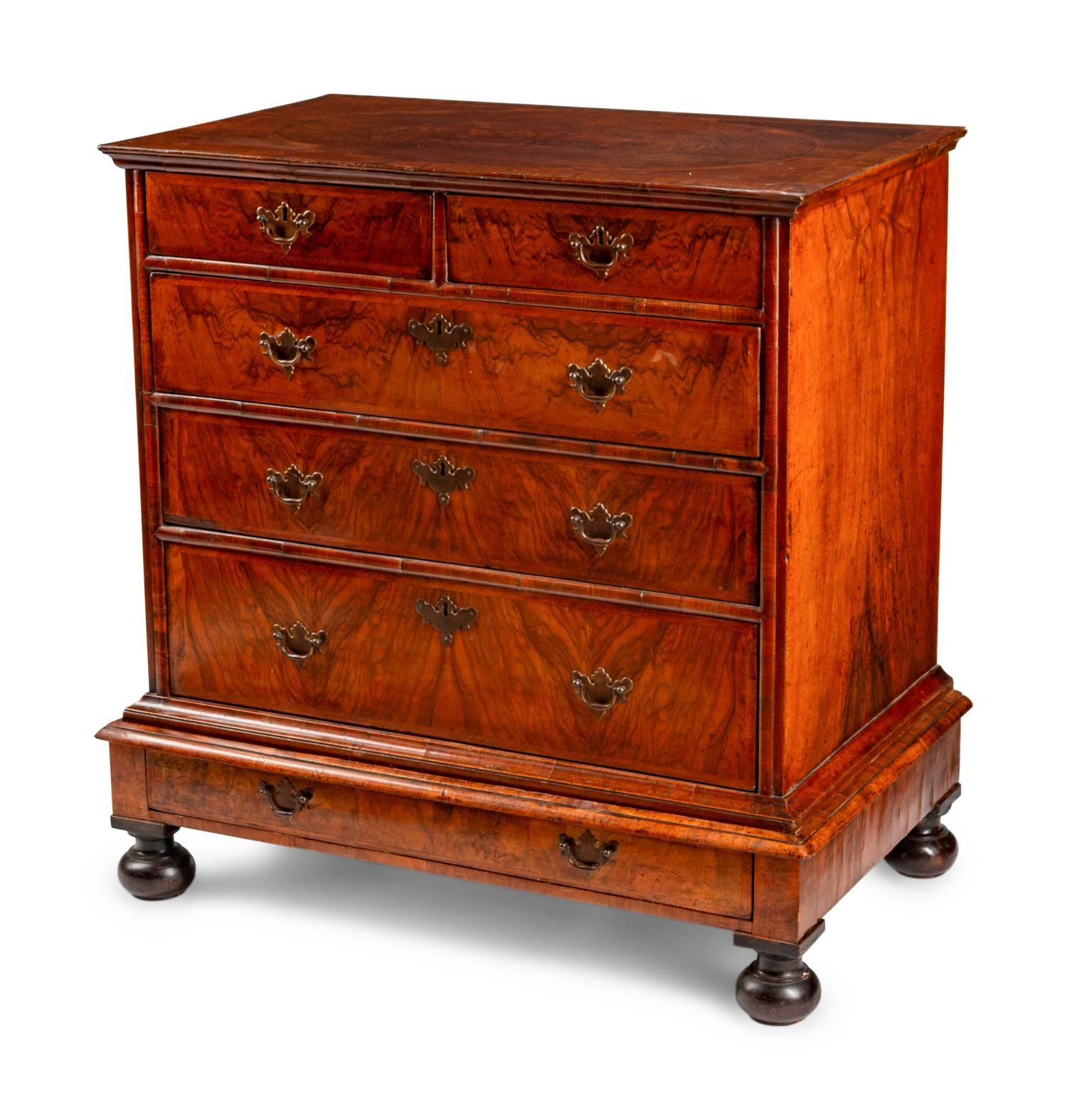 A George II Inlaid Walnut Chest on Stand