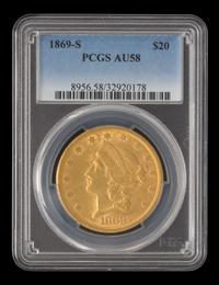 A United States 1869-S Liberty Head $20 Gold Coin