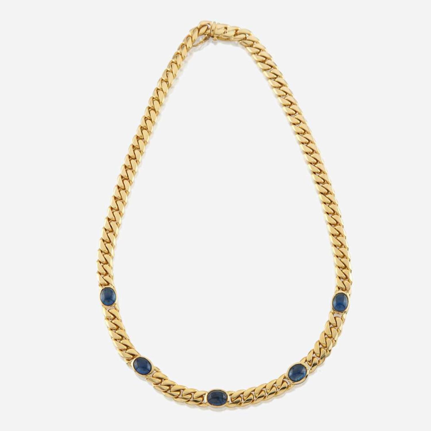 A gold and sapphire necklace, Bulgari