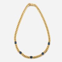 A gold and sapphire necklace, Bulgari