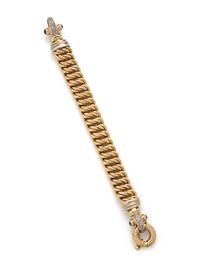 BICOLOR GOLD, DIAMOND AND SAPPHIRE FANCY LINK BRACELET