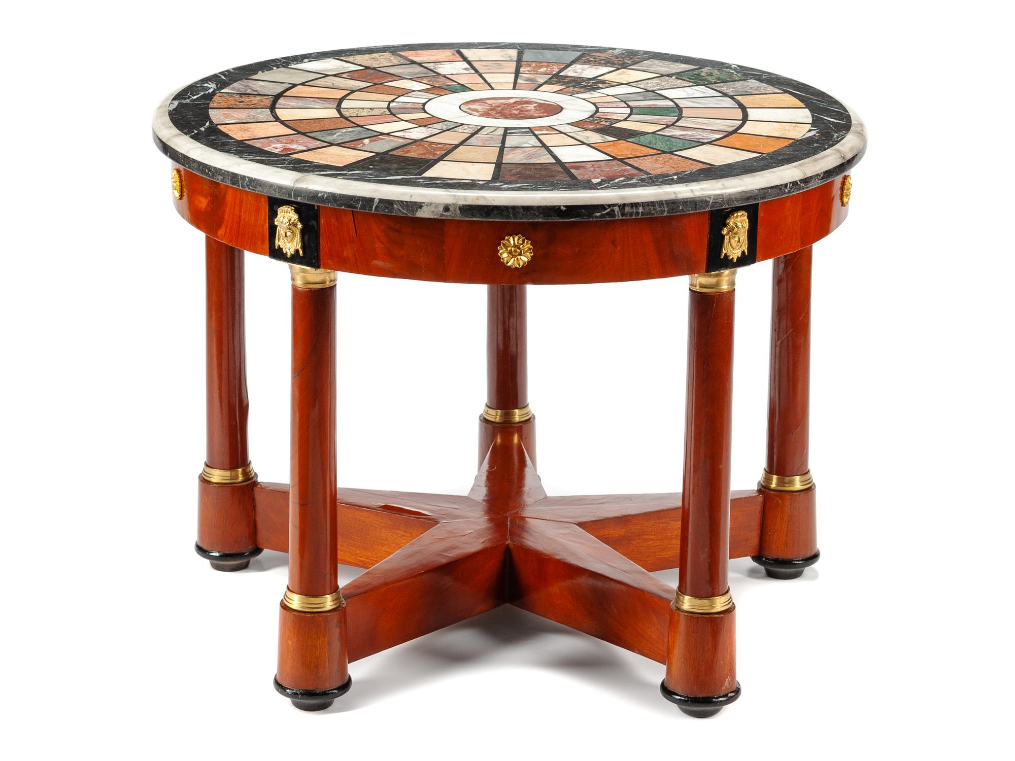 An Empire Style Gilt Bronze Mounted Specimen Marble Table