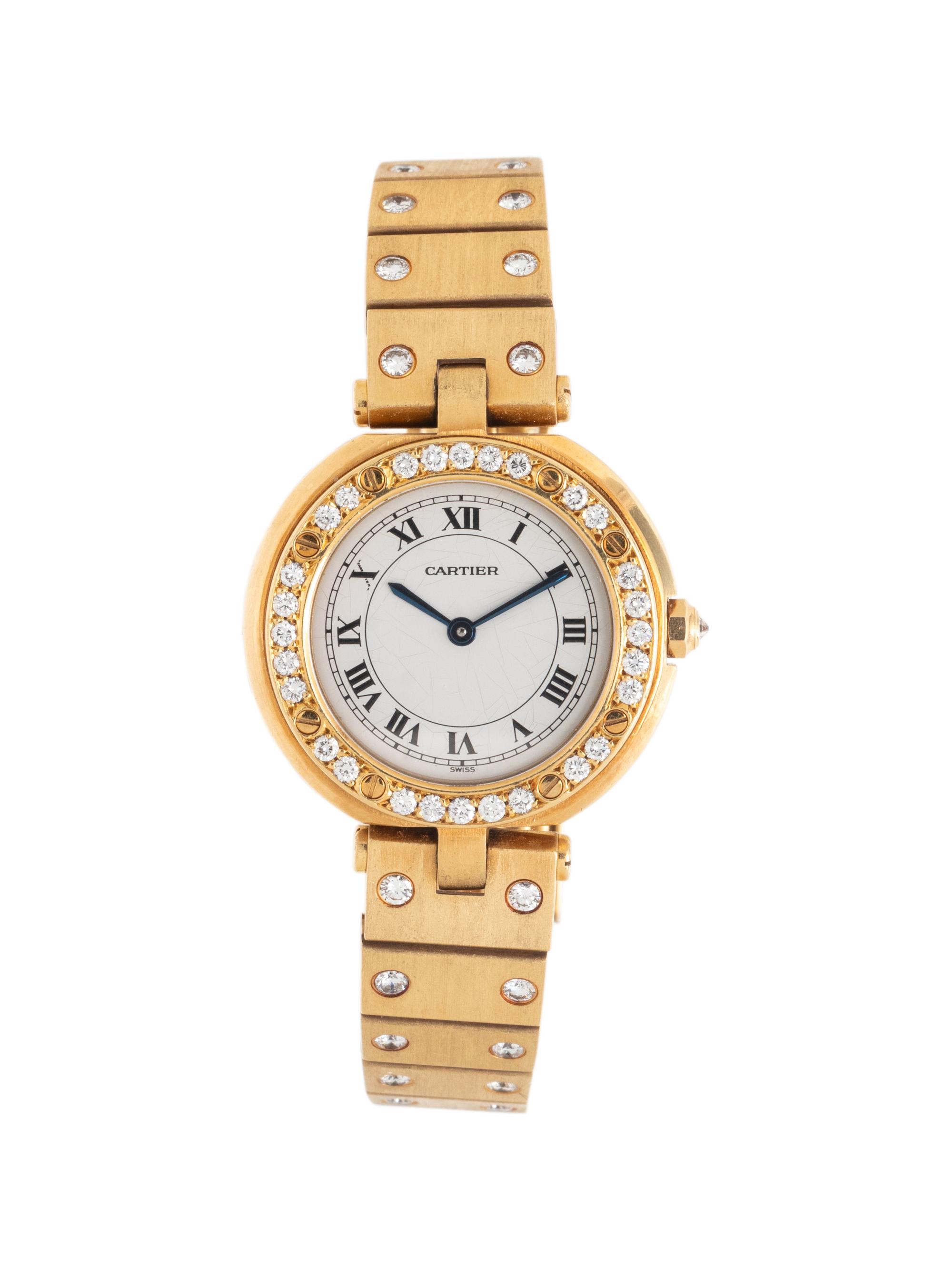 CARTIER, 18K YELLOW GOLD AND DIAMOND 'SANTOS RONDE' WATCH