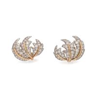 TIFFANY & CO., SCHLUMBERGER, YELLOW GOLD, PLATINUM, AND DIAMOND 'THREE LEAVES' EARRINGS