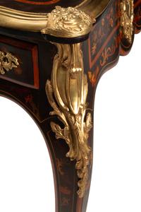 A Louis XV Style Gilt Bronze Mounted Marquetry Bureau Plat
