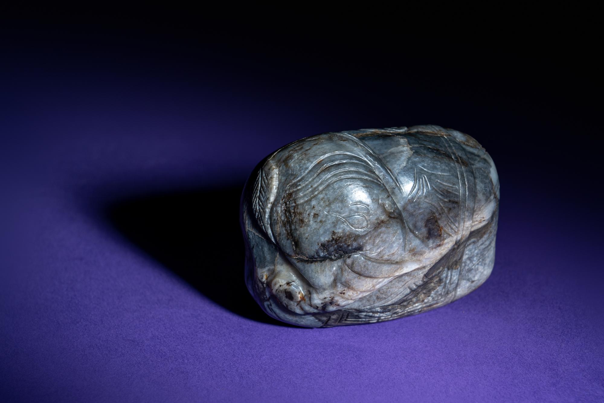 A Chinese Grey Jade Carving of an Elephant