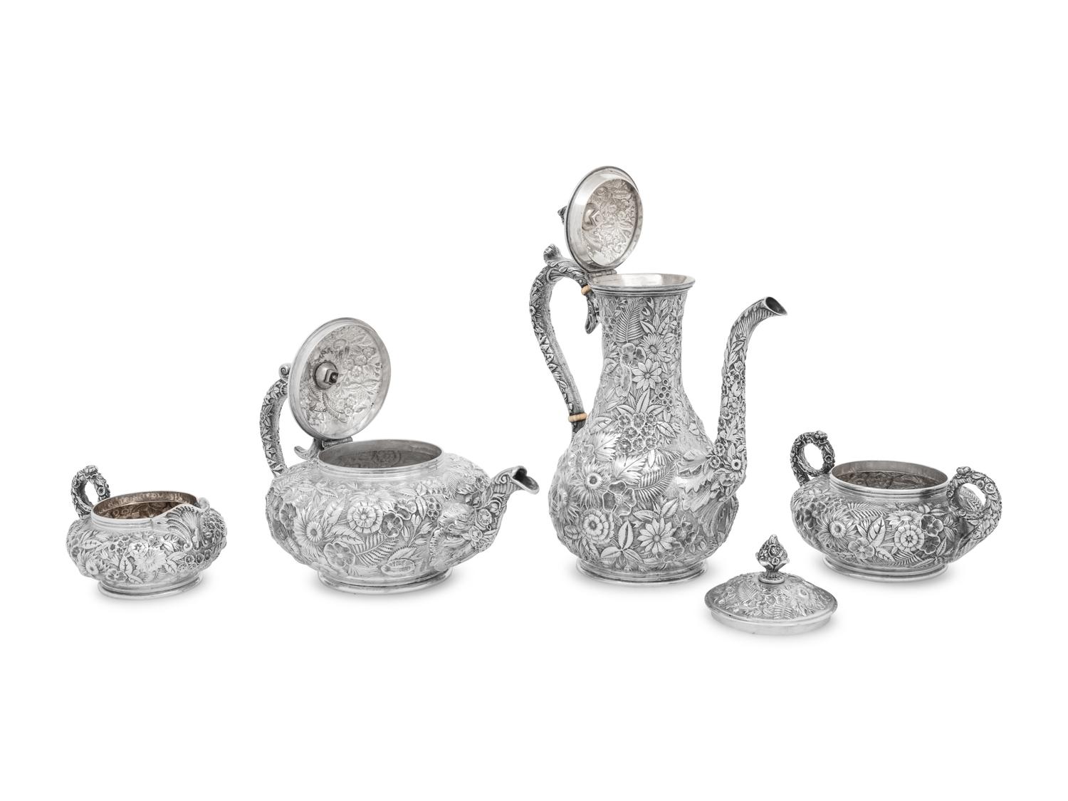 An S. Kirk and Son Repoussé Silver Four-Piece Tea and Coffee Service