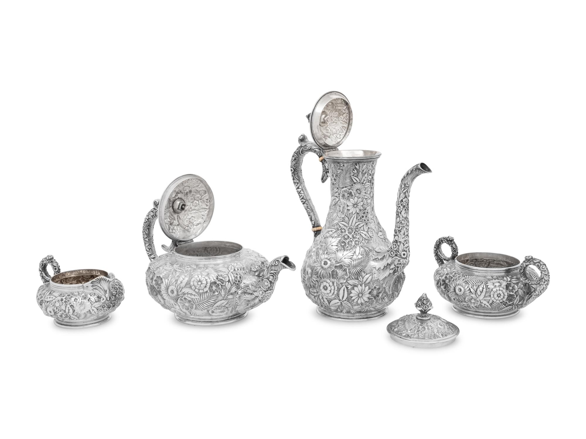 An S. Kirk and Son Repoussé Silver Four-Piece Tea and Coffee Service